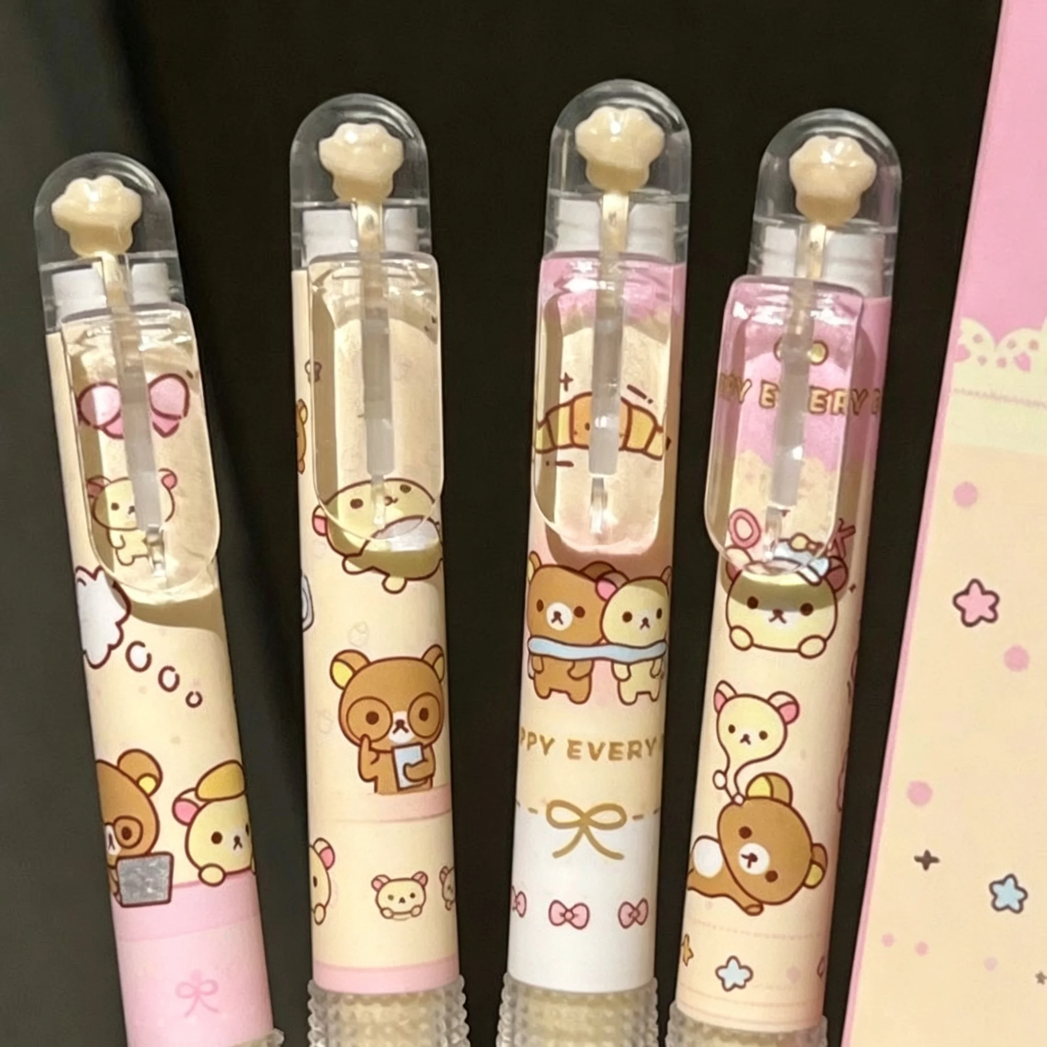 Cute Rilakkuma Retractable Gel Pen ST Tip Quick Dry Black Ink Relief Grip High Aesthetic Micro Landscape Neutral Pen
