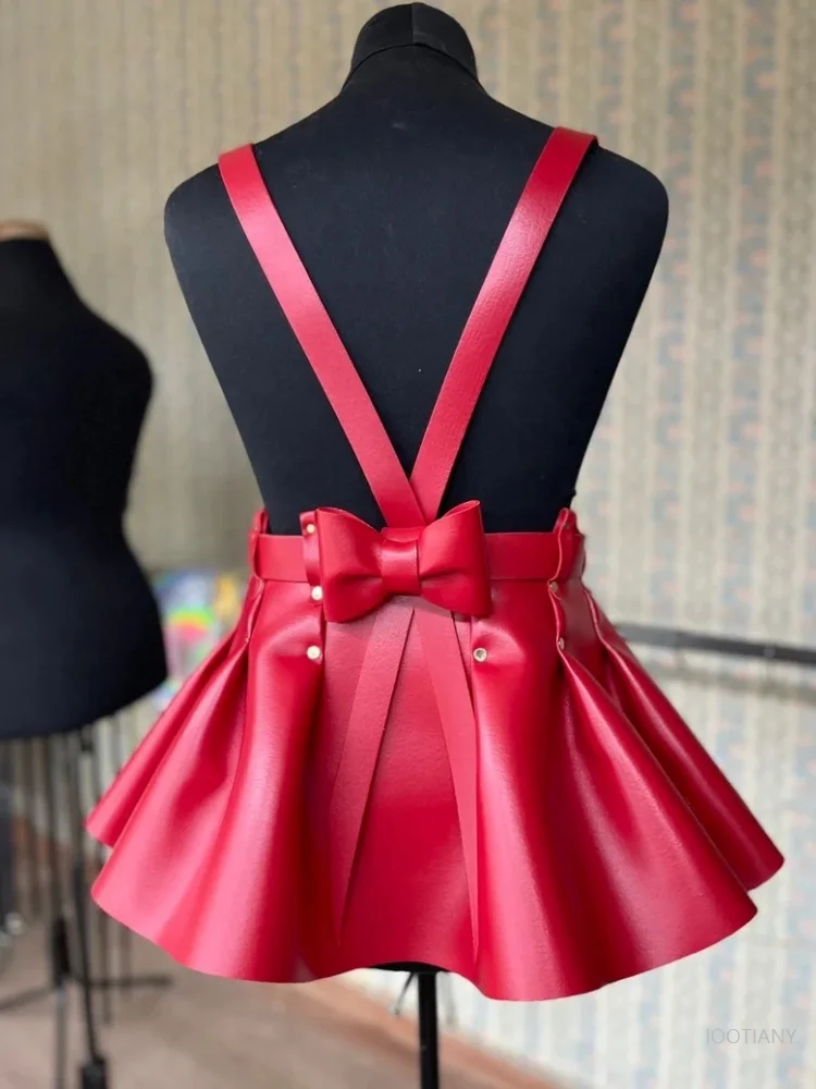 

High Street Women Fashion Leather Corset Belted Skirt Ruffle Dress Gothic Belt Pu Bondage Clothing Accessories Party Wear 2025