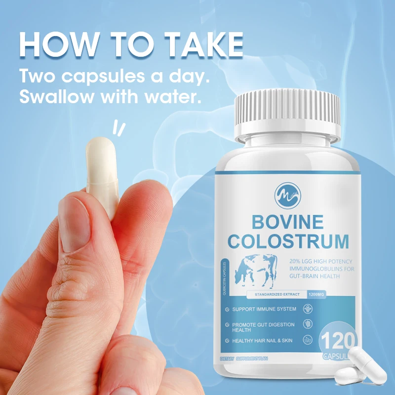 Bovine Colostrum Capsules Colostrum Supplement Whey Protein with Probiotic Promote Growth, Muscle Build, Improve Immune & Gut