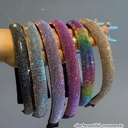 Rainbow Colored Diamond Headband For Women Fluorescent Bright Color Zircon Dance Party Hair Accessories Glowing Gem Headwear