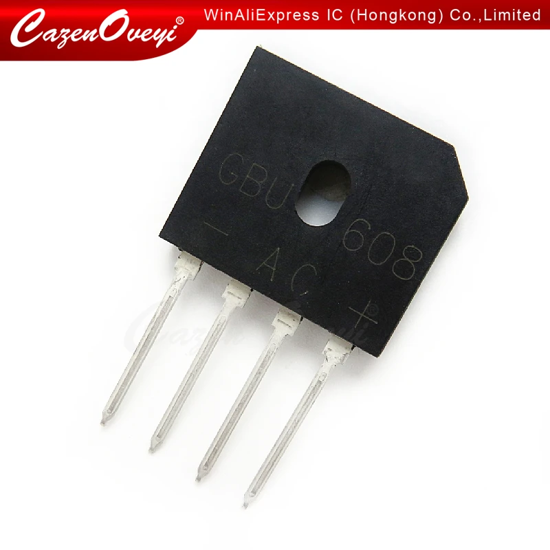 5pcs/lot GBU608 GBU 608 ZIP-4 6A 800V Bridge Rectifier In Stock