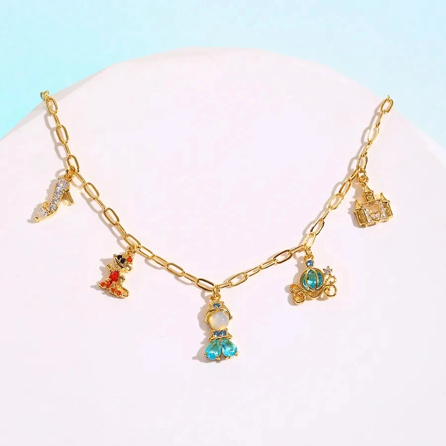 MIGGA Fairy Tales Cubic Zircon Charms Bracelet Chain Gold Color Plated Copper Jewelry for Women