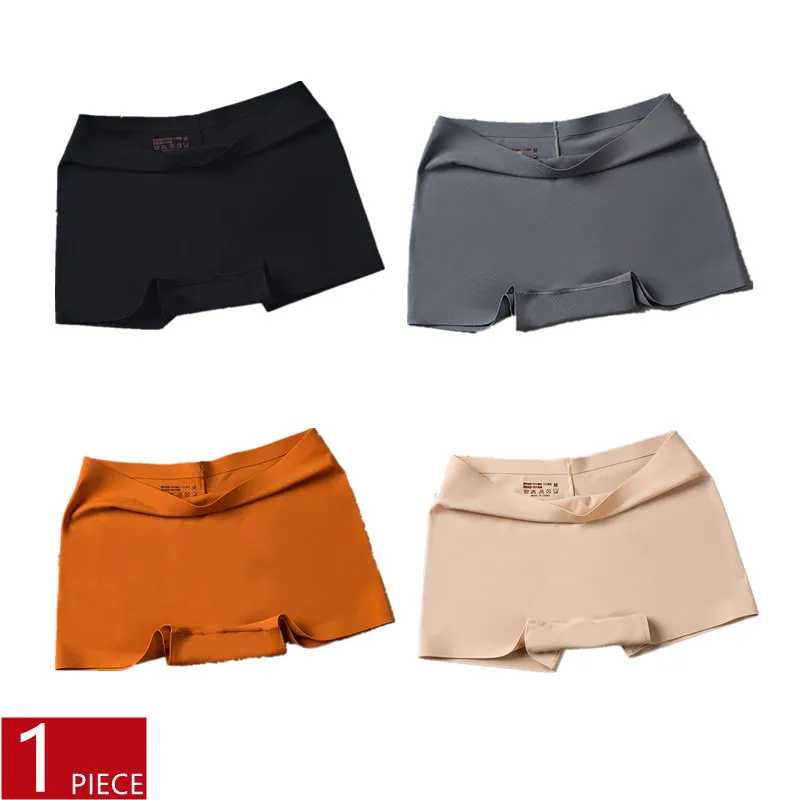 M-XL Ultra Thin Women Boyshort Seamless Ice Silk Boxers Ladies Safty Short Pants High Waist Solid Color Underpants