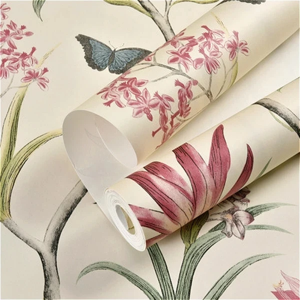 Chinoiserie Wallpaper Vintage Floral Bird Blooming Wall Mural for Livingroom Bedroom Kitchen Tropical Flower Wall Paper