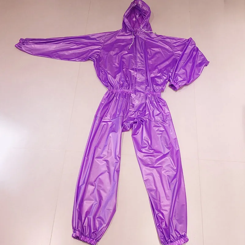 Traje de lluvia de una pieza de PVC impermeable, ligero, a prueba de viento, para deportes al aire libre, montar, actividades de vela, mono de plástico suave completo