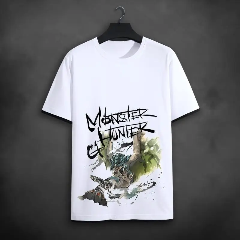 Monster Hunter World Odogaron Grafik-T-Shirt, Bloodhound Wyvern Kunstdruck, weißes Baumwoll-T-Shirt für Gamer und Anime-Fans – Detail 13