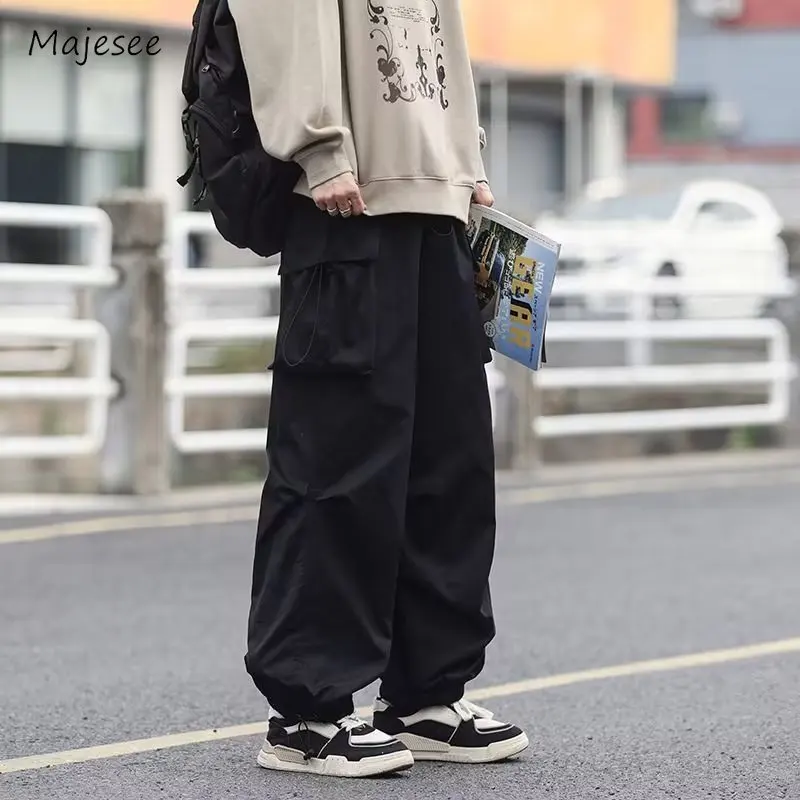 Pants Men Japanese Style Fashion Cozy Daily Casual Loose Straight Trousers Chic Streetwear All-match Simple Classic Practical