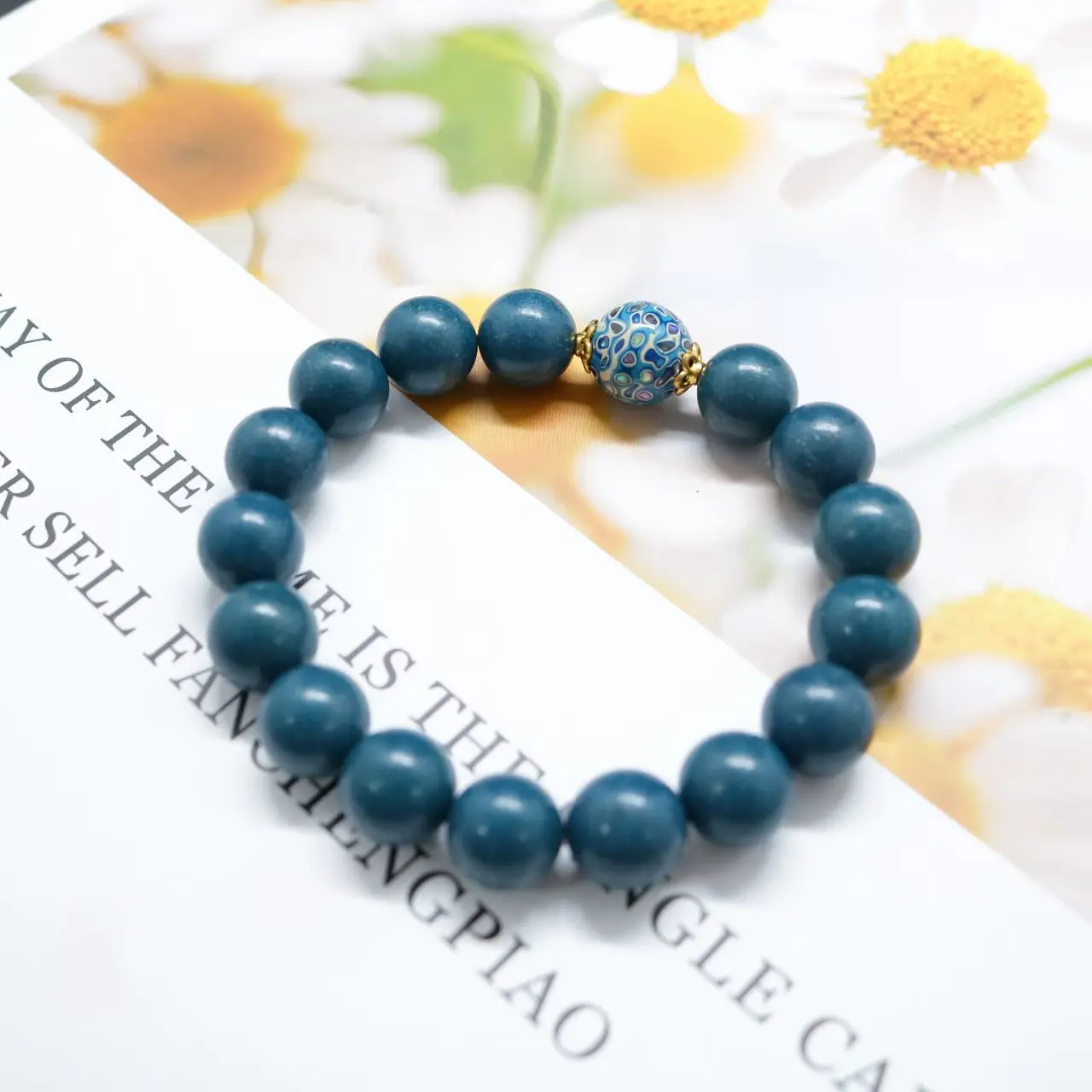 Chinese Style Good Luck Blessing Natural Incense Beads Blue Pharmacist Handmade Bracelet Floral Fruit Scent Running Ring Design