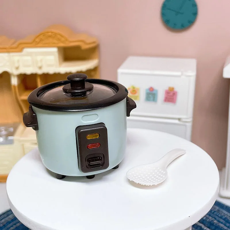 Cocina de arroz en miniatura de simulación de casa de muñecas, Mini modelo eléctrico para jugar en casa, accesorios de escena de comida y juego, 1: