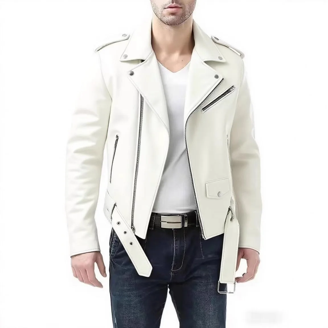 Men's Biker Leather Jacket Street Style Fashion Urban 2026 Autumn Winter New Arrival PU Leather Coat Casual Summer Youth