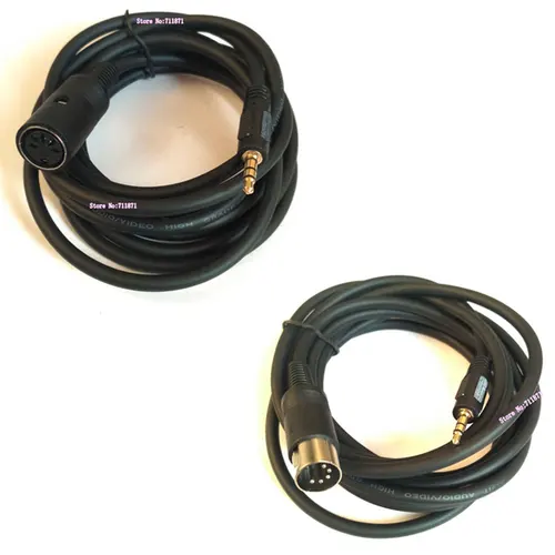Imagen 1 del producto Estéreo TRS 3,5 macho 5 pines DIN macho hembra Cable de Audio línea A B tipo 5 pines DIN MIDI hembra macho TRS 3,5mm Cable adaptador macho
