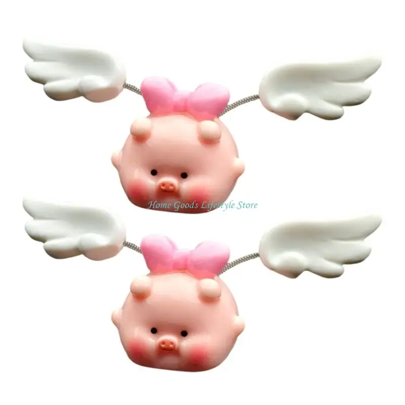 E74E Cartoon Wobbling Pig Figure Artistic Resin Craft Ornament For Car Dashboard