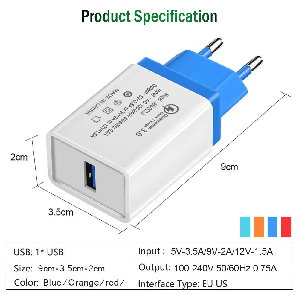 EONLINE Charge for iphone QC3.0 Mobile Phone Charging Adapter For Huawei Samsung Xiaomi ipad quick charge QC 3.0 usb car charger