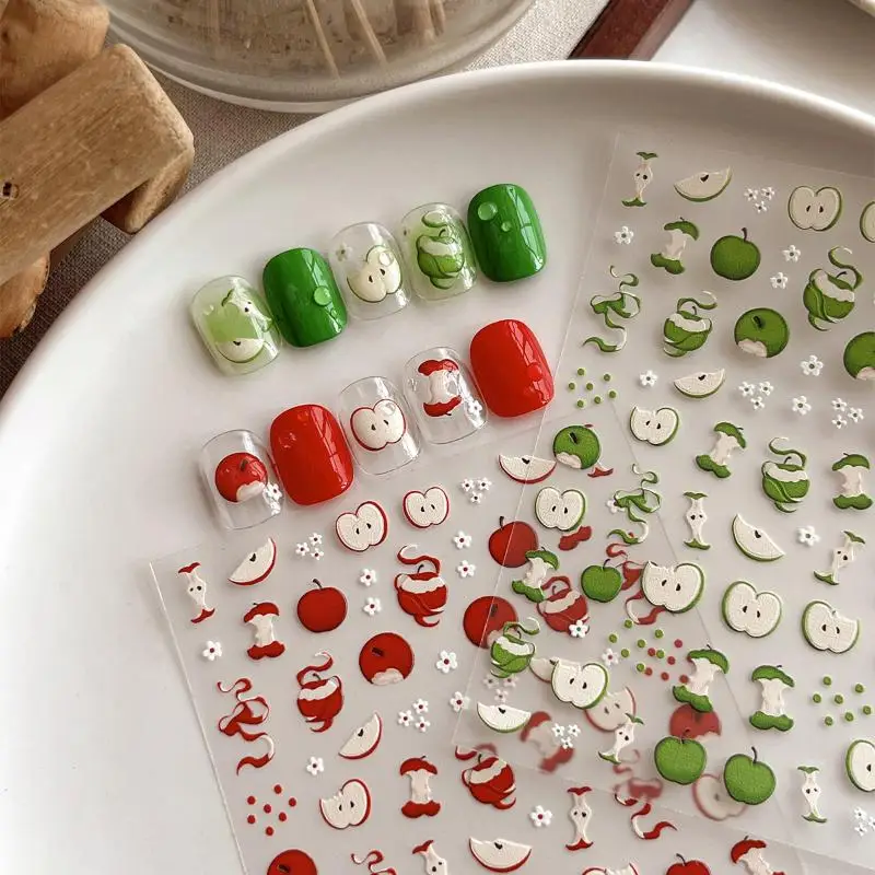 

Блестящие привлекательные фруктовые сердечники, милые фрукты, бант, галстук, звезда, самоклеящиеся наклейки для дизайна ногтей, очаровательная наклейка для маникюра со стразами