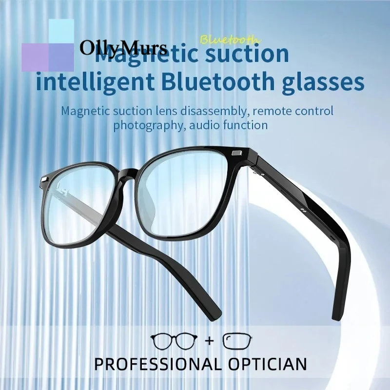 

OLLYMURS Bluetooth Smart Magnet Clip On Prescription Glasses Men Voice Call Music Play Remote Control Camera Waterproof Sunglass