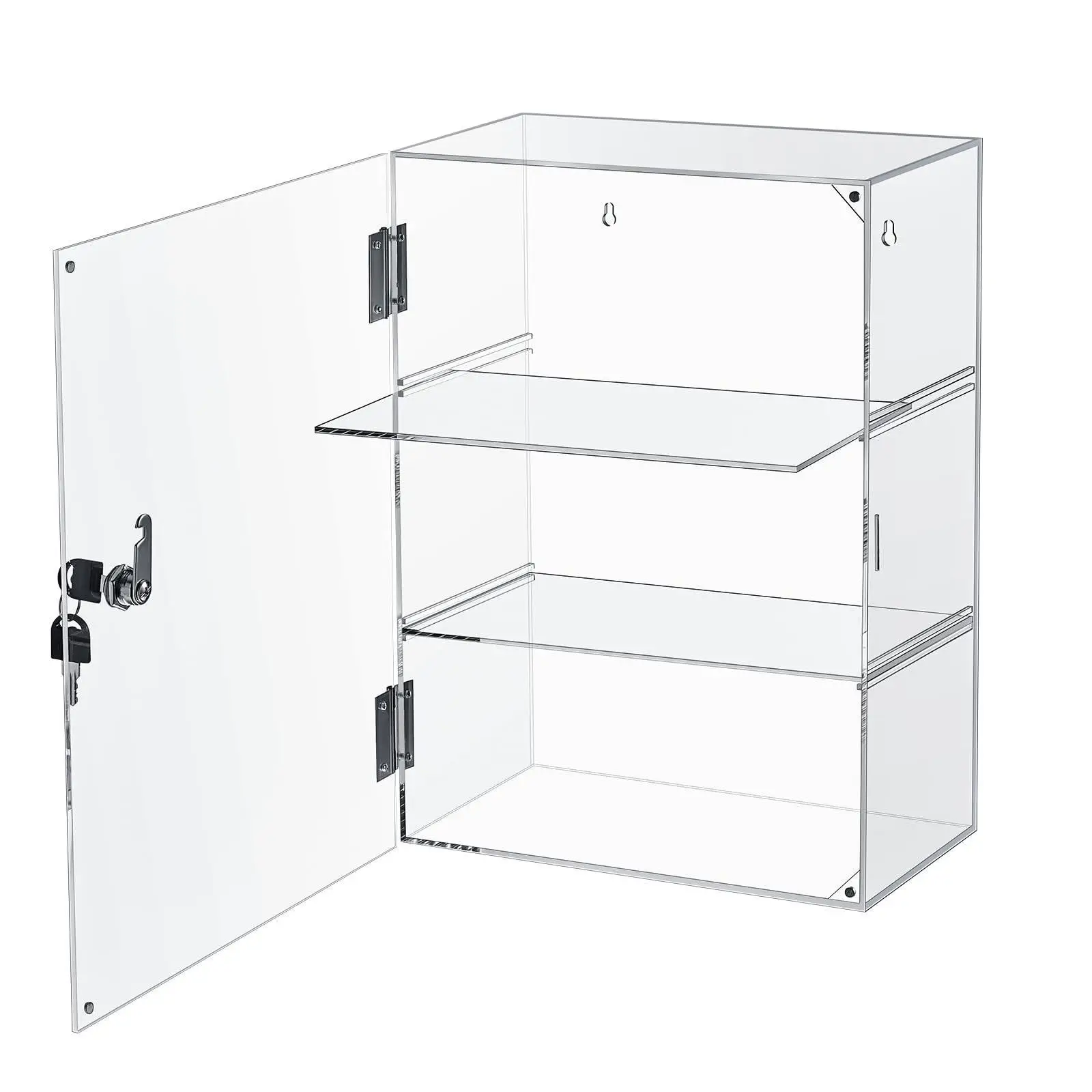 Compact Acrylic Display Cabinet Transparent Case with Key Lock for Retail Merchandise Counter Display