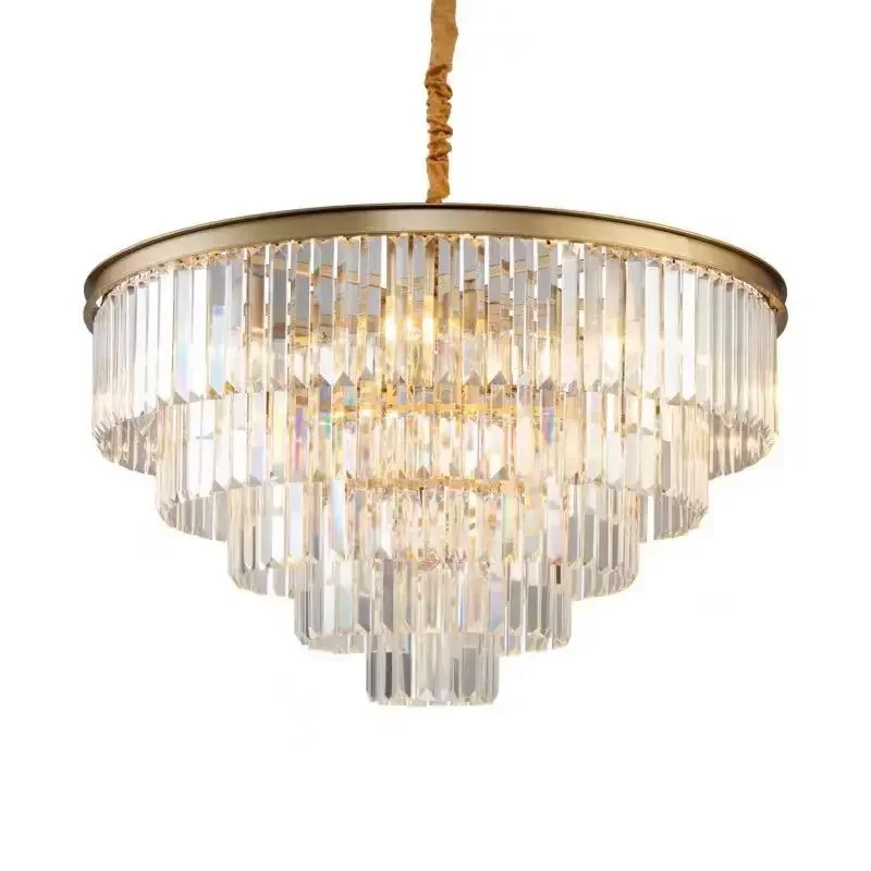 Post-modern Spiral Round Luxury Gold Pendant Lamp Dinning Hotel Project Restaurant Nordic Multilayer Crystal Chandeliers Light