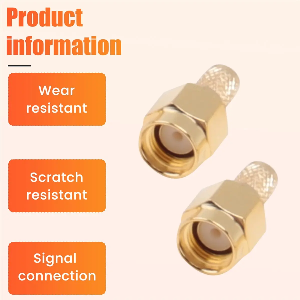 feelfeel 100Pcs SMA Male Plug Straight Crimp for RG58 Connector Adapter