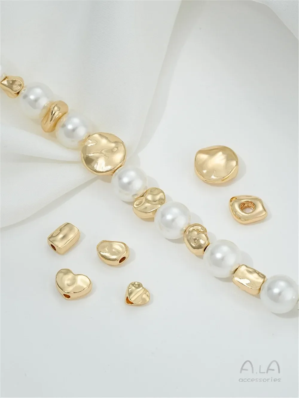 

14K Gold-plated Irregular Beads, Gold Beans, Heart-shaped DIY Beads, Handmade Pearl Necklace Accessories, Earring Materials