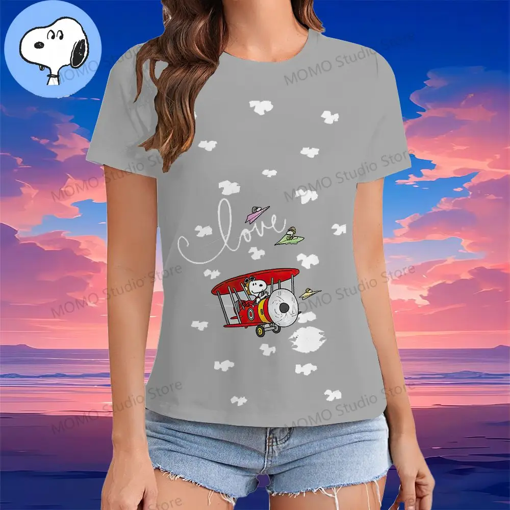 Anime Snoopy 3D Print 2024 Women\'s Clothes O-Neck Y2k Tshirt XS-3XL T-shirt Kawaii Casual Tops Summer Tees Short Sleeve Fashion