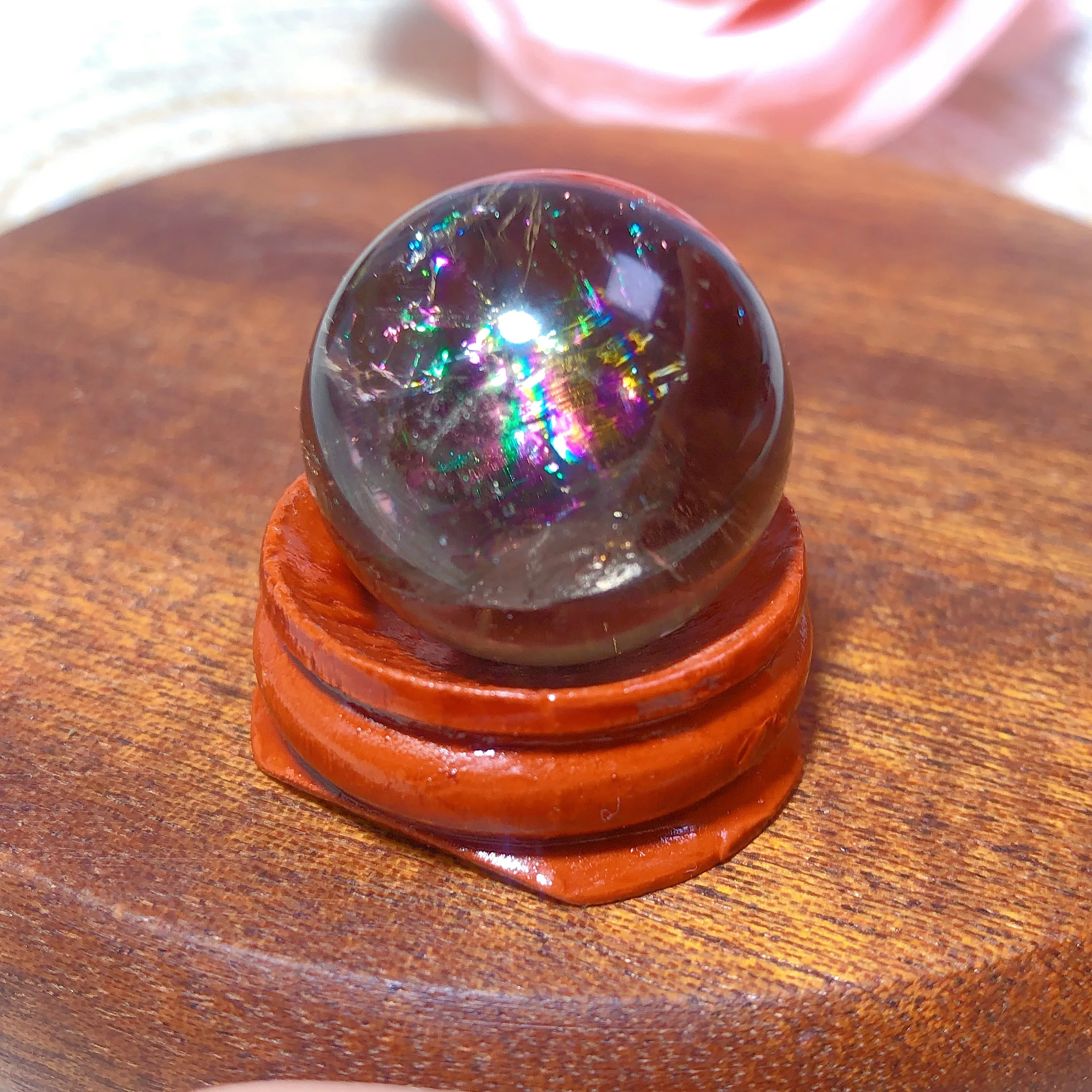 

Natural Crystals Smokey Quartz Mini Rainbow Sphere Cute Size Carckle Ball Home Decorations Polished Mineral Energy Precious Gift