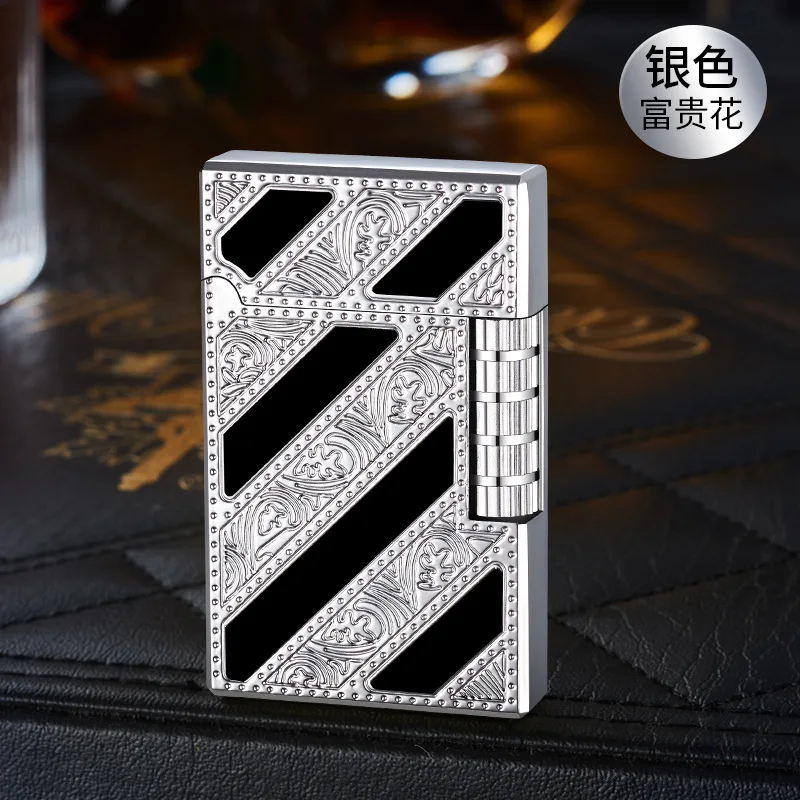 Metal Stripe Loud Lighter Unusual Lighters Cigarette Lighter Creative Wheel Lighter Butane Gas Lighter Open Fire Square Lighter