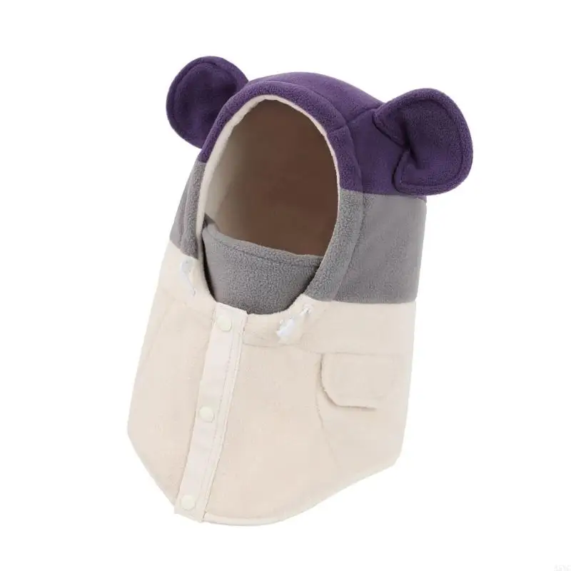 A5YC Windproof Baby Cap Neck Gaiter Mask Integrated Ear Warmer Machine Washable Polyester Fabric Infant Hat For Outdoor Use