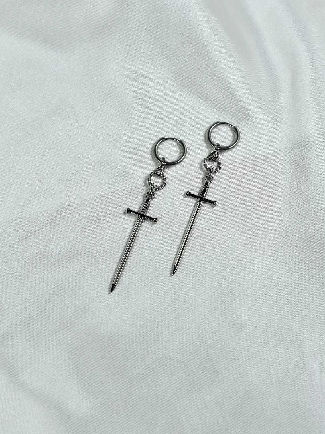 Sword Earrings | Hypoallergenic Tarnish-Free Sword Dagger knight Spike Grunge Gothic Alternative Unisex Dangly Long Earrings