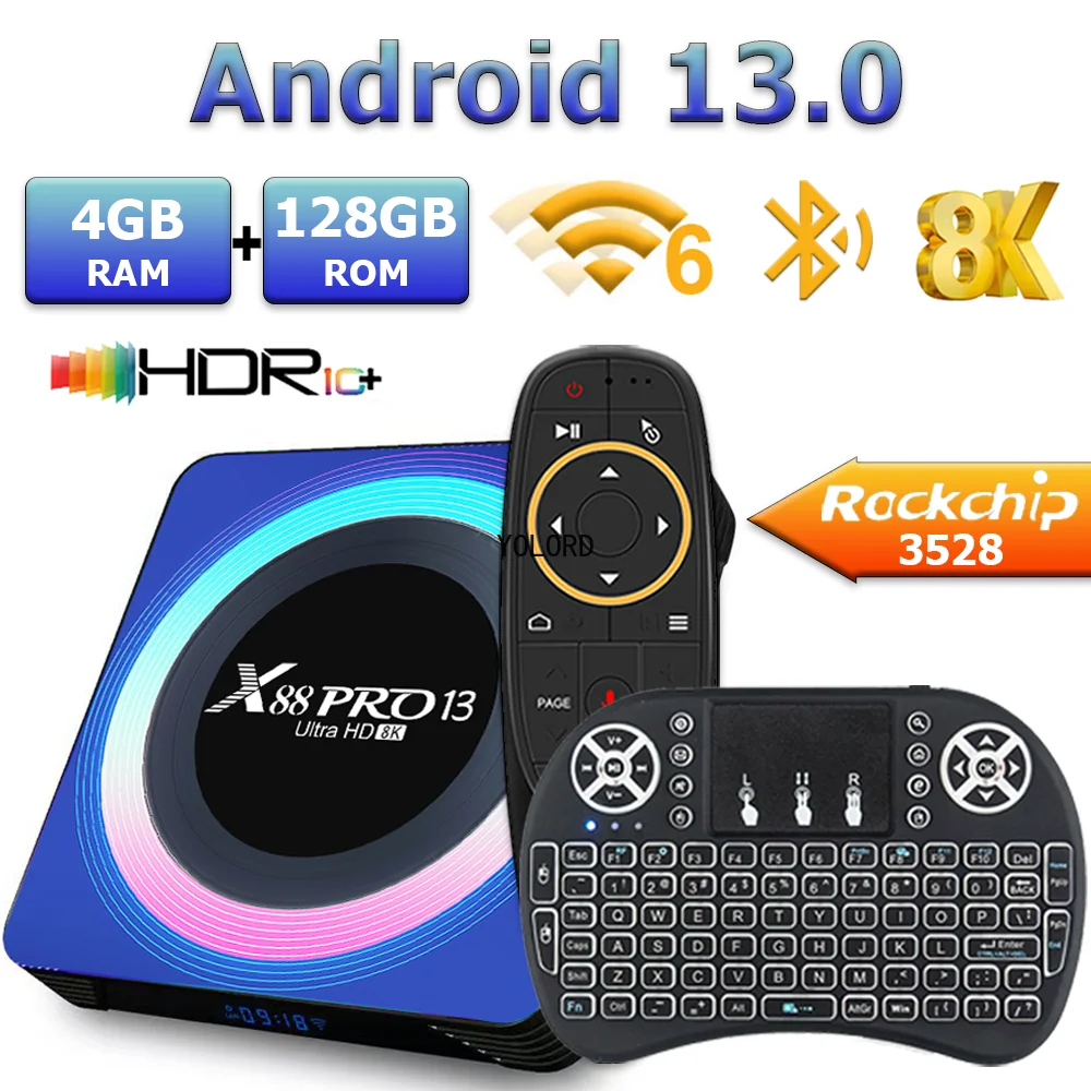 Atonsdeal RK3528 Smart TV Box Android 13 Quad Core Cortex A53 Support 8K Video 4K HDR10+ 2.4&5.8G Dual Wifi6 BT5.0 Set Top Box