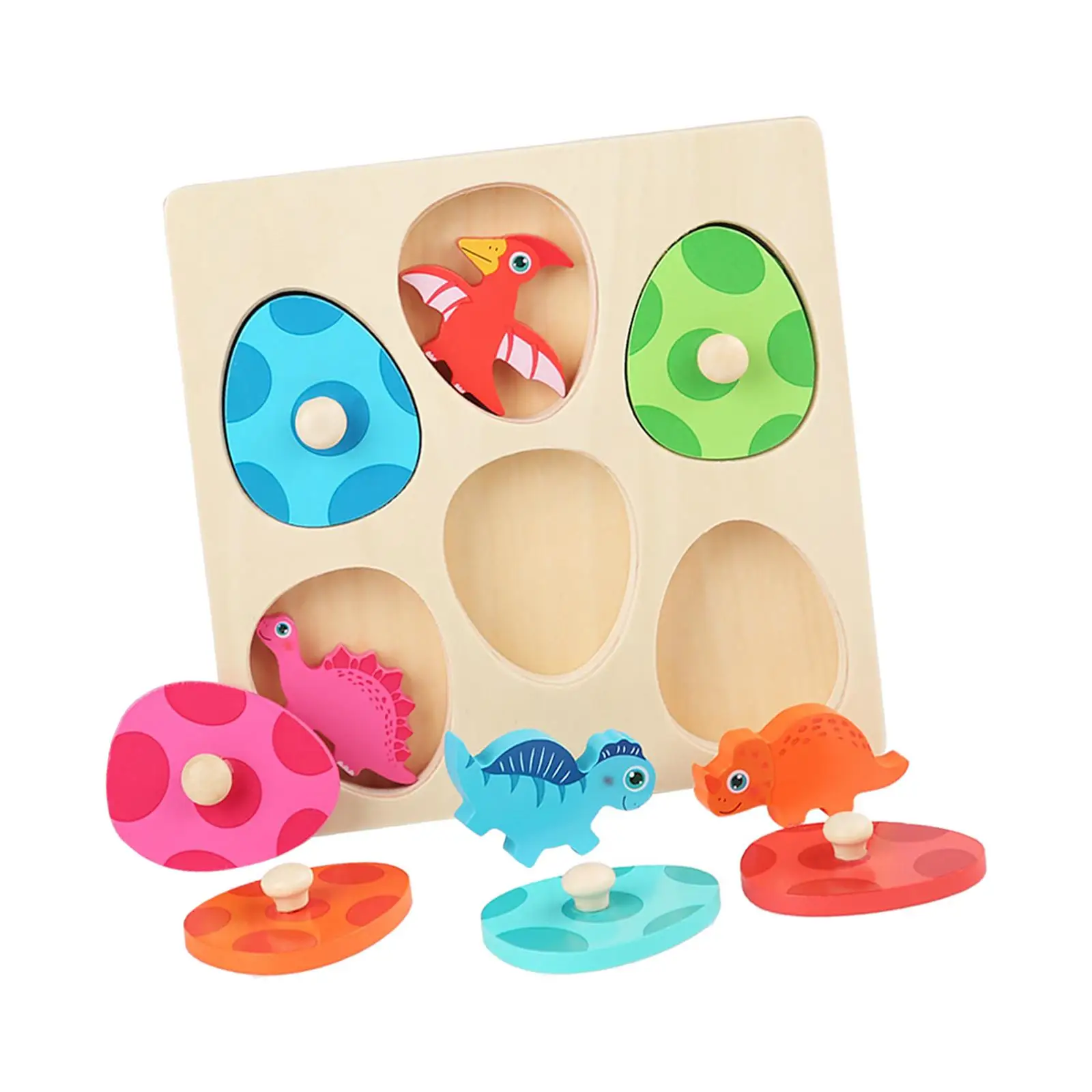 Wooden Peg Puzzles Dinosaur Egg Layered Match for Baby Ages 1 2 3 Kids