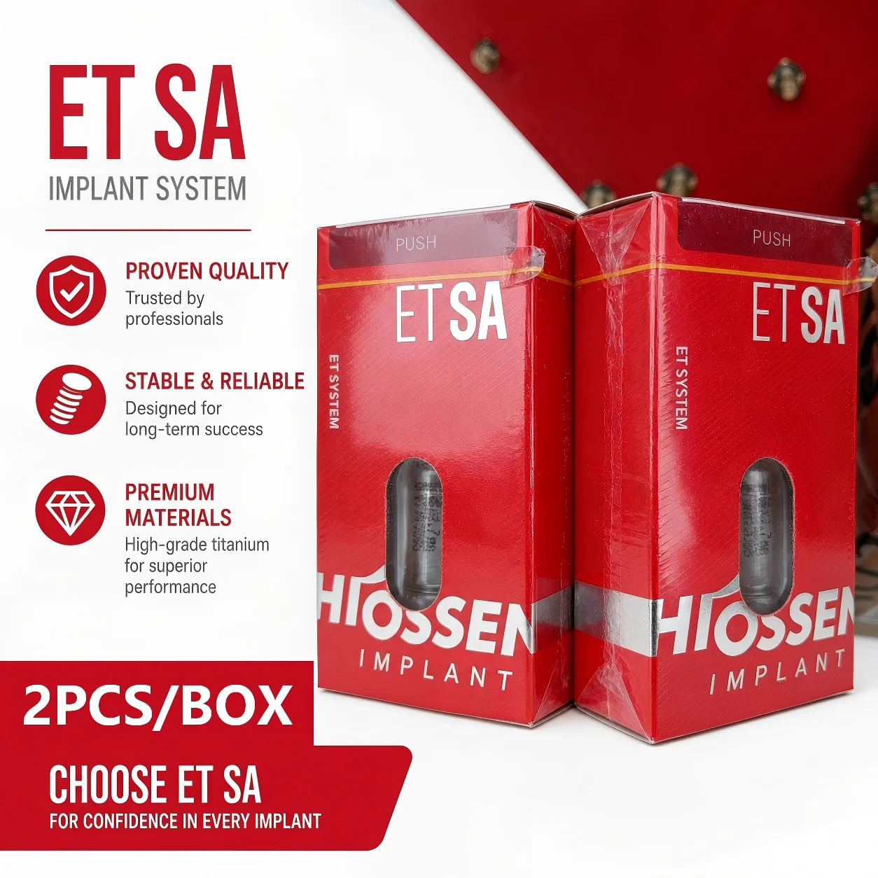 2Pcs Hiossen ETIII/ETIV NH Implant, Nano-Hydrophilic Surface, Internal Hex Connection for Minimally Invasive Surgery
