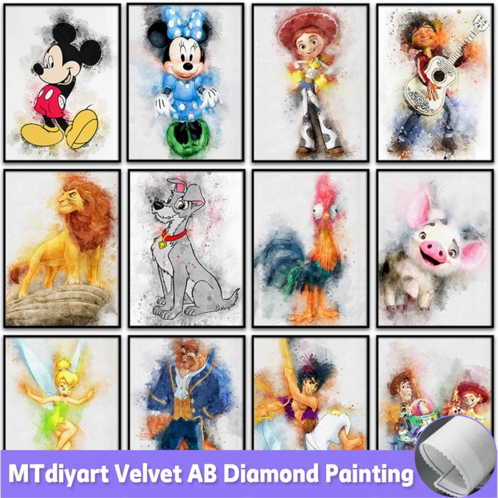 AB DIY Diamond Painting Kit Disney Girl Mickey Mouse Bambi Home Decor Full Square Round Diamond Mosaic Embroidery Cross Stitch