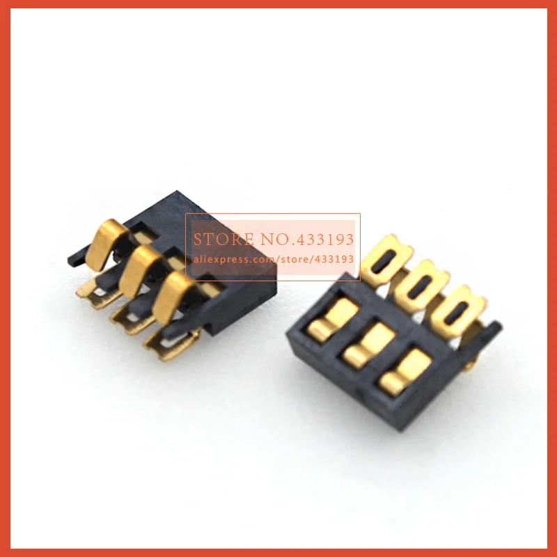 10 50 PCS SMT spring battery connector Pitch 2.0MM male plug 3P Conductive Holder Get Gilded