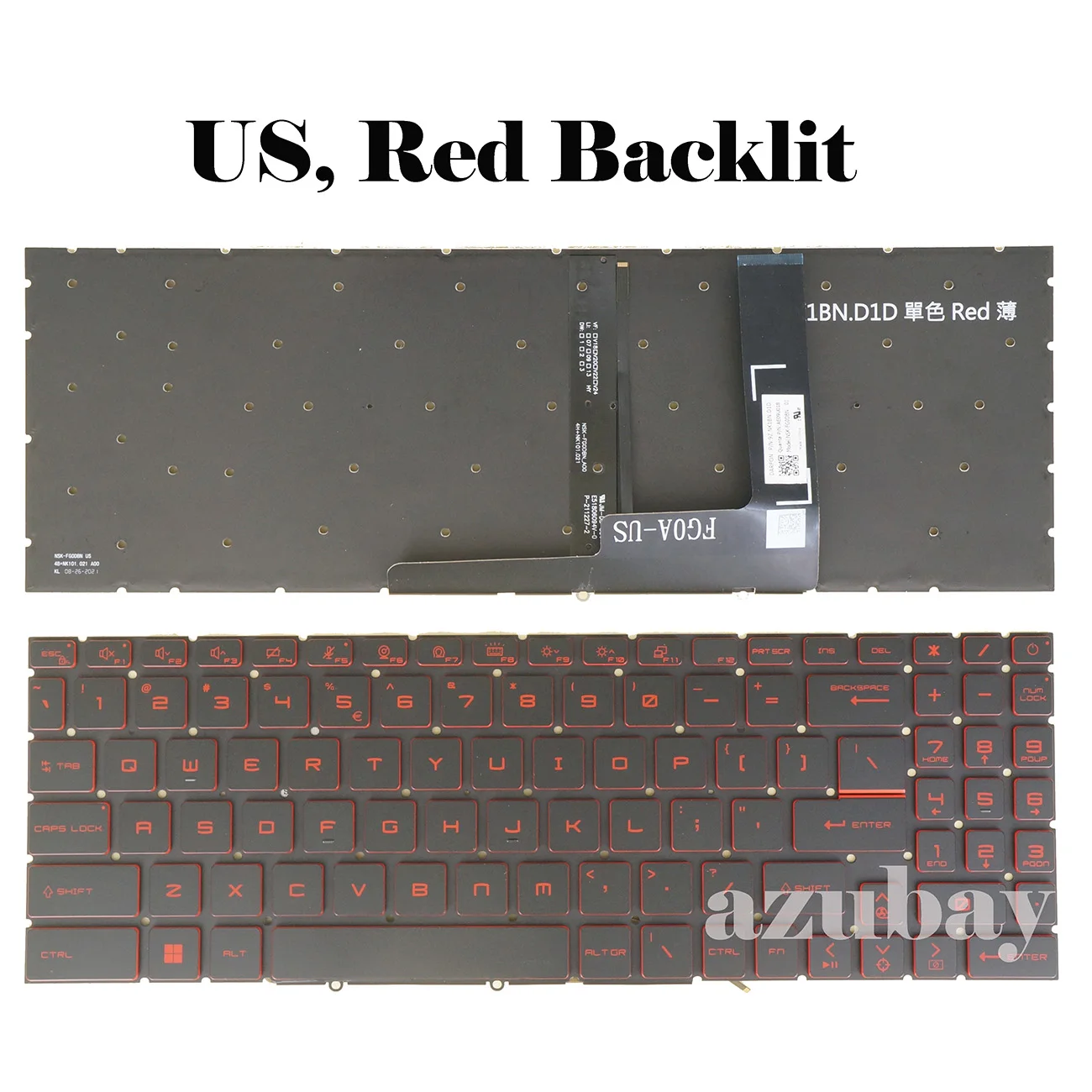 US Keyboard For MSI Sword 15 A11SC,15 A11UG, 15 A11UC, 17 A11SC, 17 A11UE, 17 A11UD, 17 A11UC, Alpha 17 B5EEK,  Red Backlit