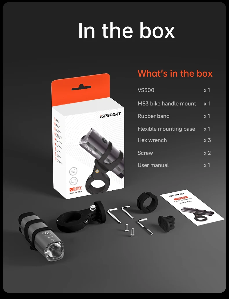 iGPSPORT VS500 Smart Bike Front Light 500 Lumen MTB Road Bike Lamp Headlight Cycling Flashlight Lantern Bike Accessories