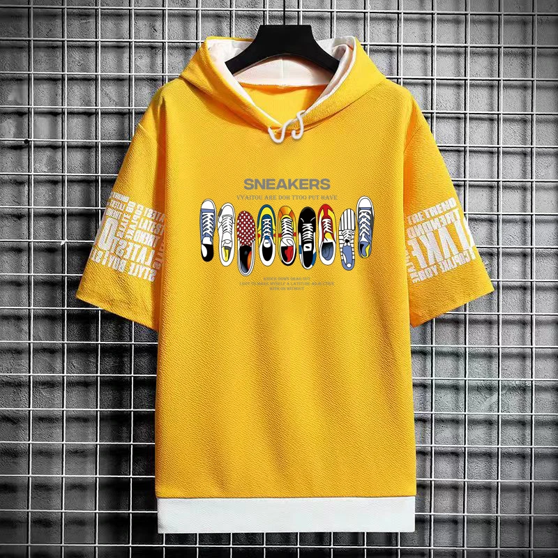T Shirt for Men Hoodies Summer Sport Clothing Graffiti Sneakers Graphic T-shirt Harajuku Streetwear Top Short Sleeve Sweatshirts