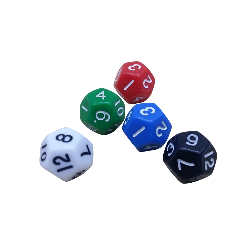 10Pcs Multicolor D12 Originality Dice Acrylic Rounded Corner Multi-faceted Dice Set Game Dice