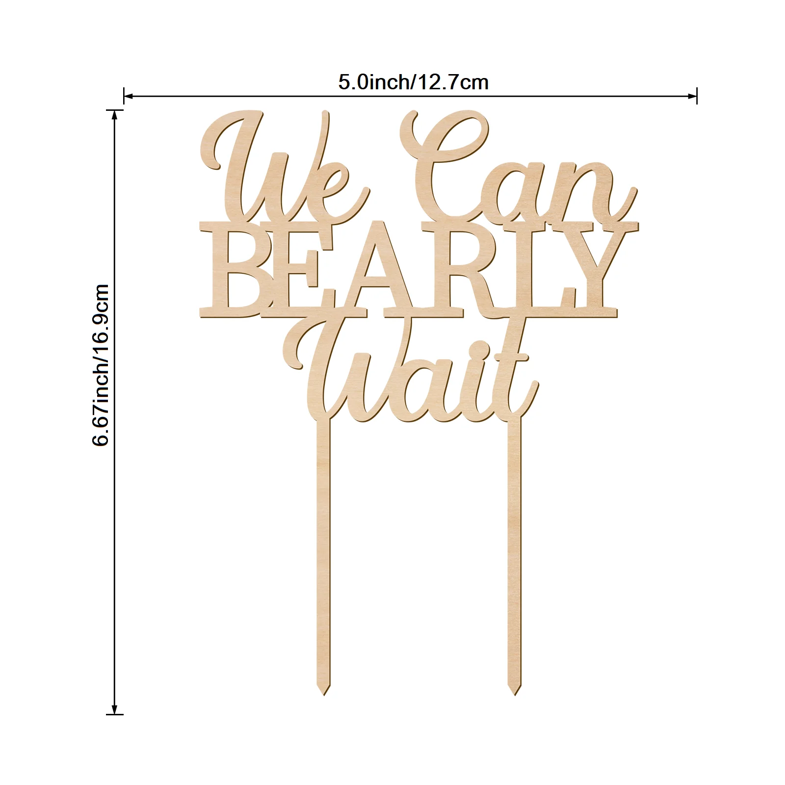 We Can Bearly Wait in Wood Acrylic Cake Topper Bear Cake Decorations for Baby Shower Party Supplies Gender Reveal Party Supplies