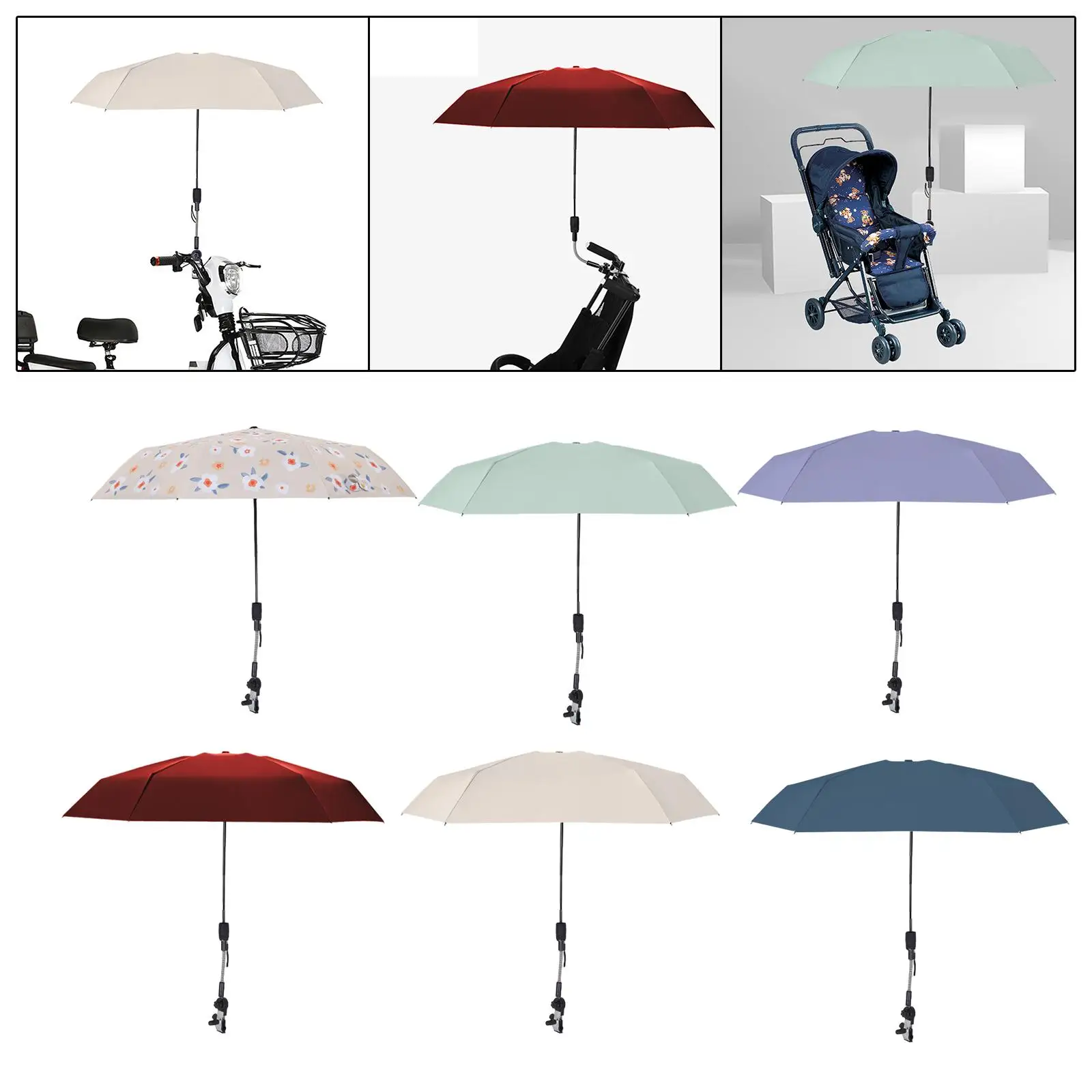 Beach Umbrella Adjustable Pushchair Parasol 98cm Baby Pram Umbrella for Wagon