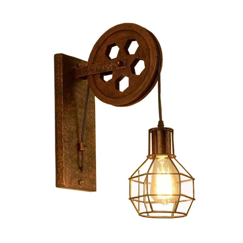 

Creative Retro Loft Adjustable Lifting Pulley Wall Lamp Porch Restaurant Aisle Corridor Pub Cafe Bra Sconce Light