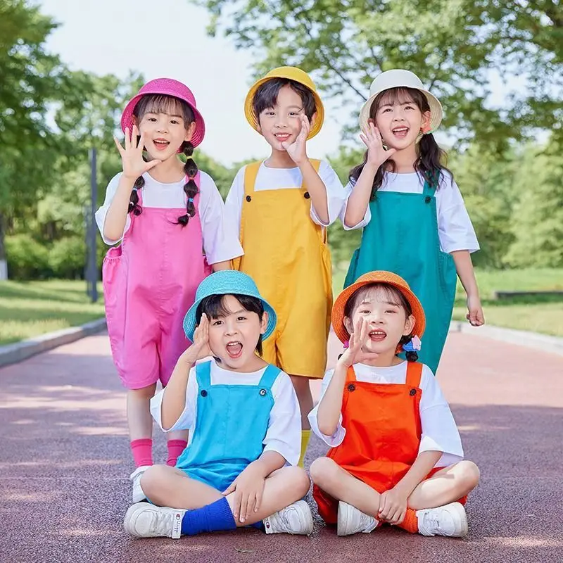

Children's Candy Color Overalls Kids Performance Costume Kindergarten aduation Photo Class orm Boys Girls Festival Outfit