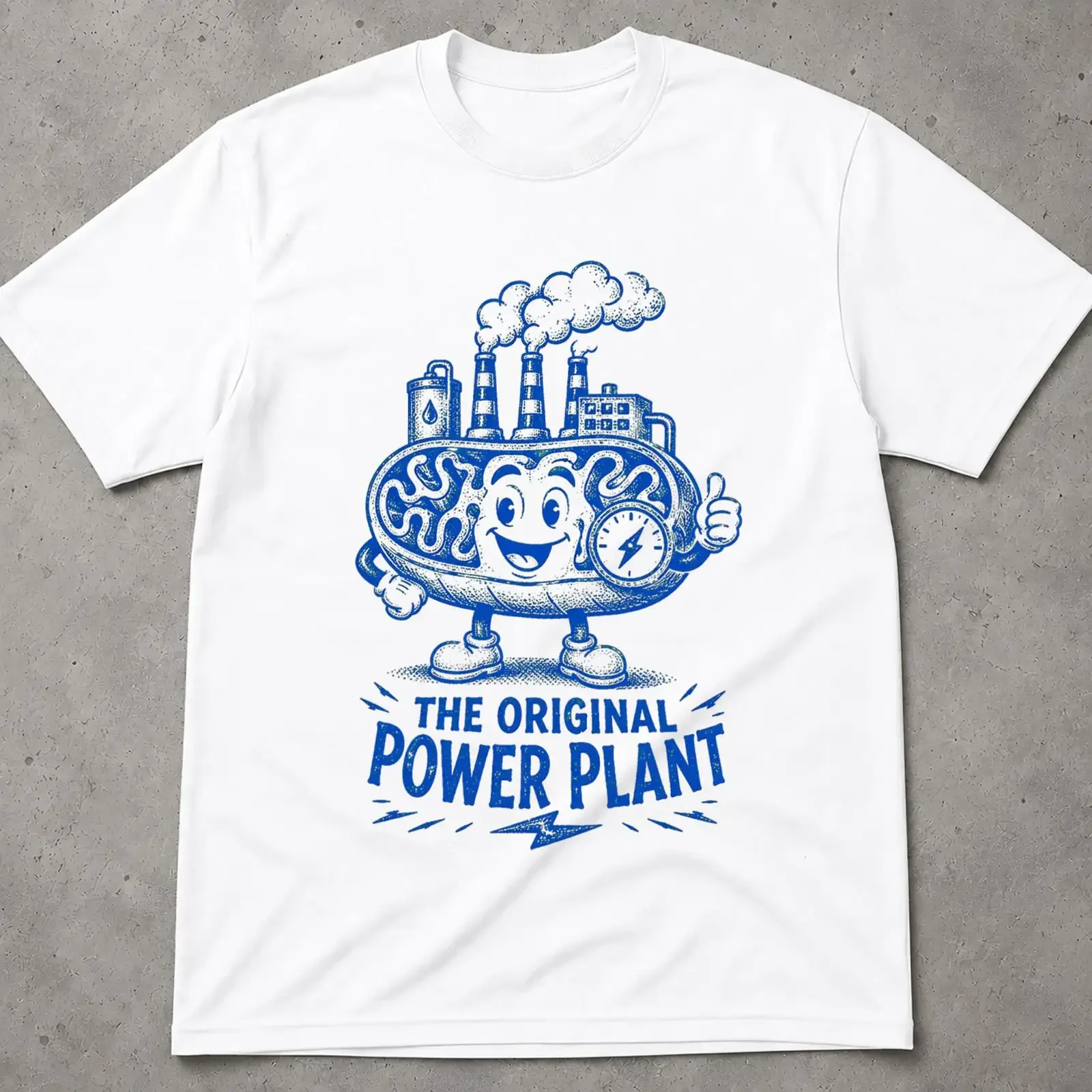 T-shirt original de la centrale électrique mitochondriale, motif amusant rétro, dessin animé scientifique, humour, pour ingénieur, nerd, haut vintage, délavé, confortable