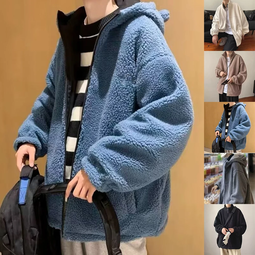 

2025 New Arrival Men's Cotton Lined Jacket Parkas Long Sleeves Warm Hooded Loose Plus Size Coat