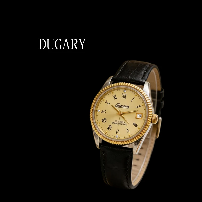 

Винтажные механические часы DUGARY для мужчин, 90-е годы, деловые наручные часы, 36 мм, с календарем, Relogio Masculino