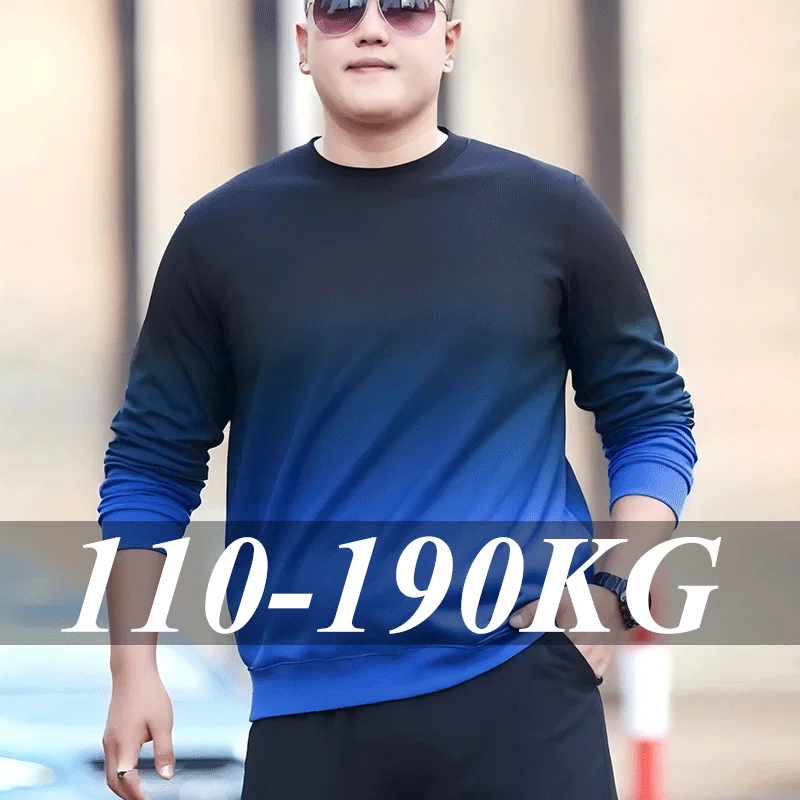 

Толстовка с круглым вырезом градиентного цвета, большие размеры, повседневная мужская базовая рубашка, весна-осень, модный бренд, без шляпы, верхняя одежда для внутренней одежды