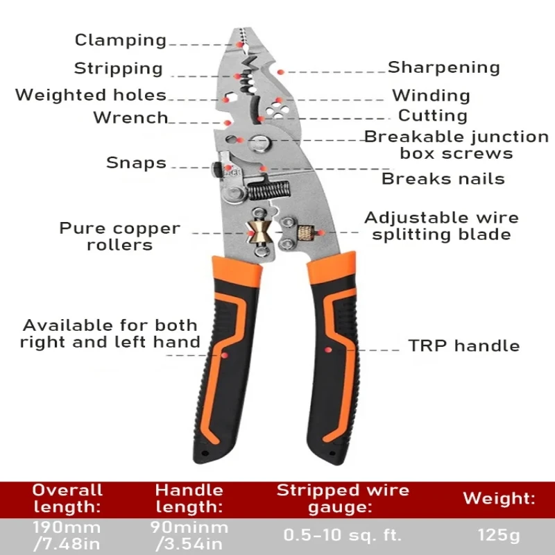 Crimper Cable Cutter Adjustable Automatic Wire Stripper Multifunctional Stripping Crimping Pliers Terminal Hand Tool