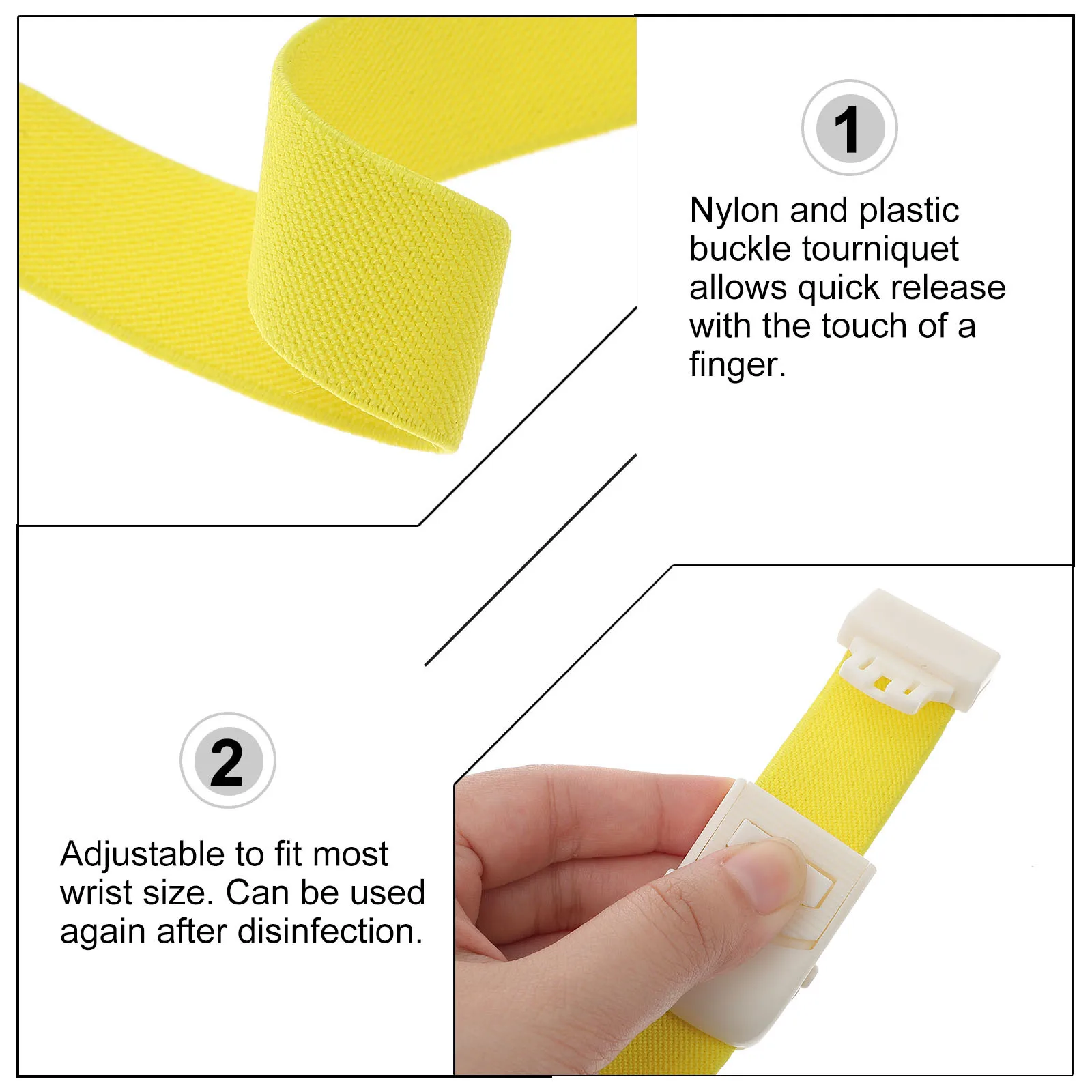 

6Pcs Medical Tourniquet Buckle Style Elastic Nylon Portable Quick Release for Emergency Outdoor Venous Blood Infusion Collection