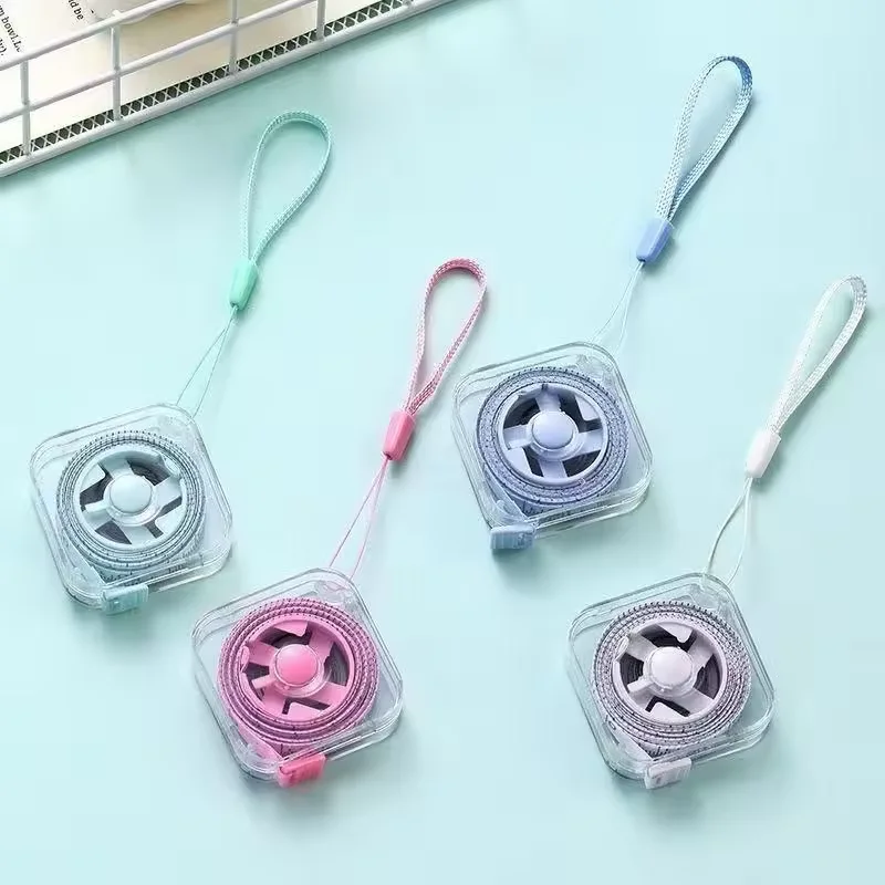 2M Transparent Shell Mini Retractable Measuring Tape, Macaron Portable Soft Ruler, Keychain Lanyard Body Sewing Measurement Tape