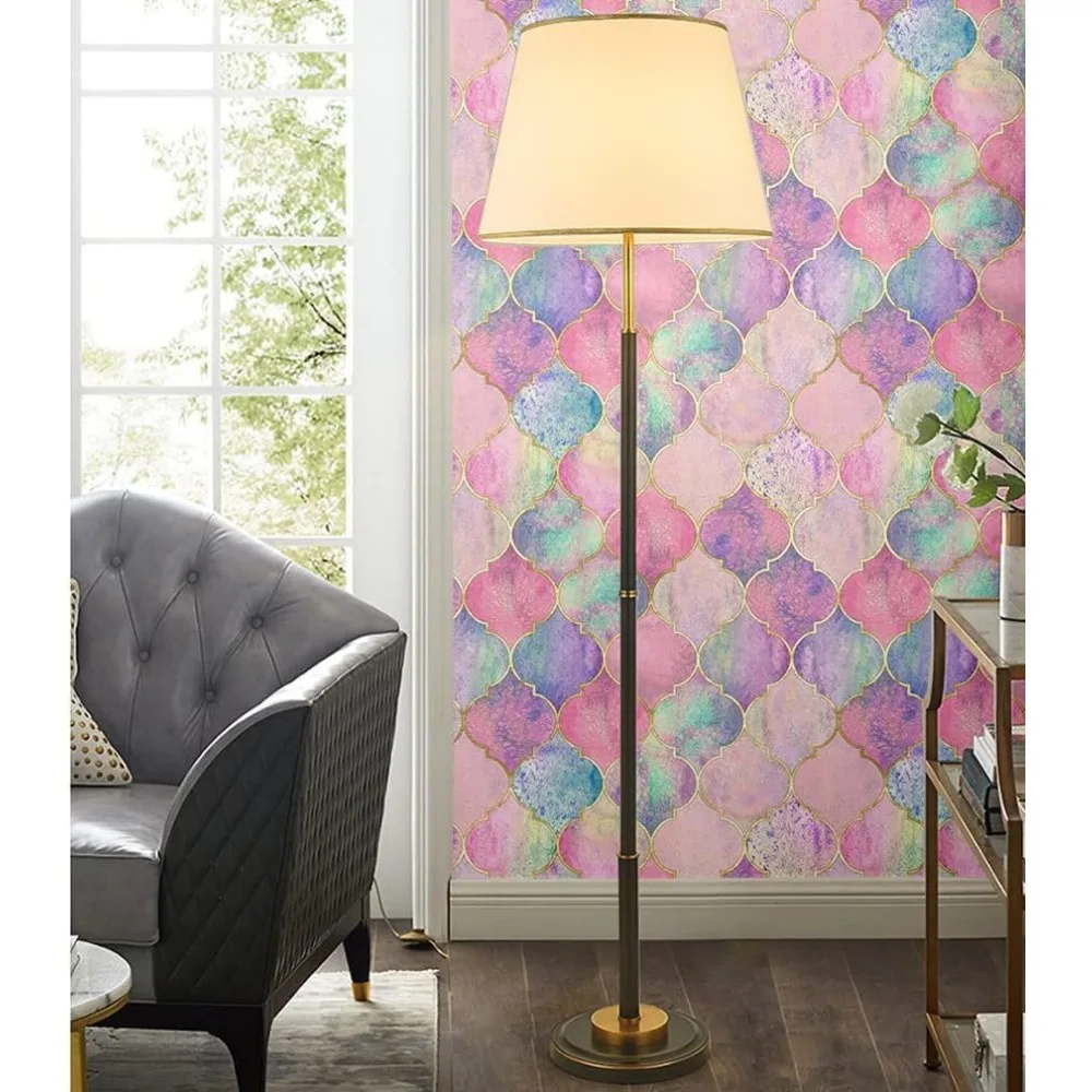 ورق جدران قابل للإزالة بنمط تعريشة متعدد الألوان باللون الوردي لتزيين الحائط والديكور الفني الجداري