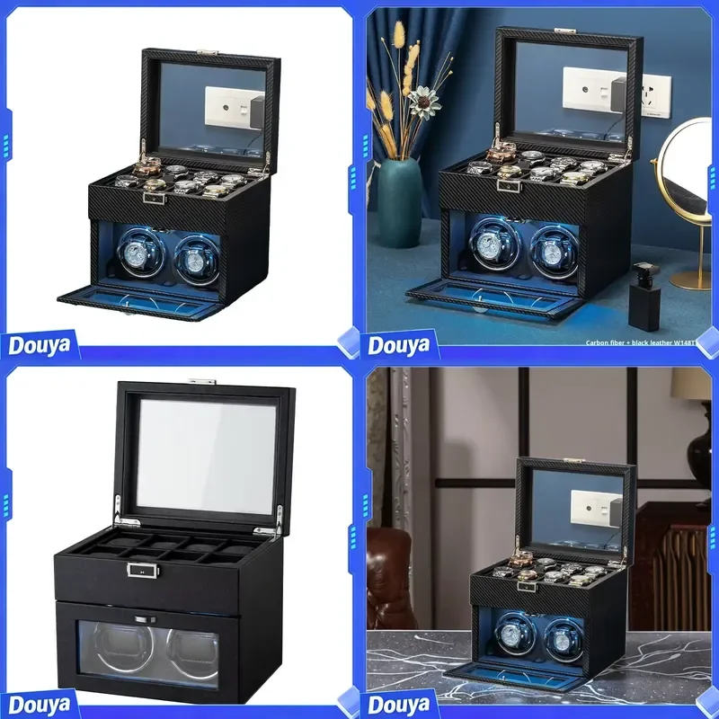 BLUETIDE BLUETIDE BLT-37 High-End Eco-friendly Dual Layer PU Leather Watch Storage Case with Suede Lining 2-Slot + 8